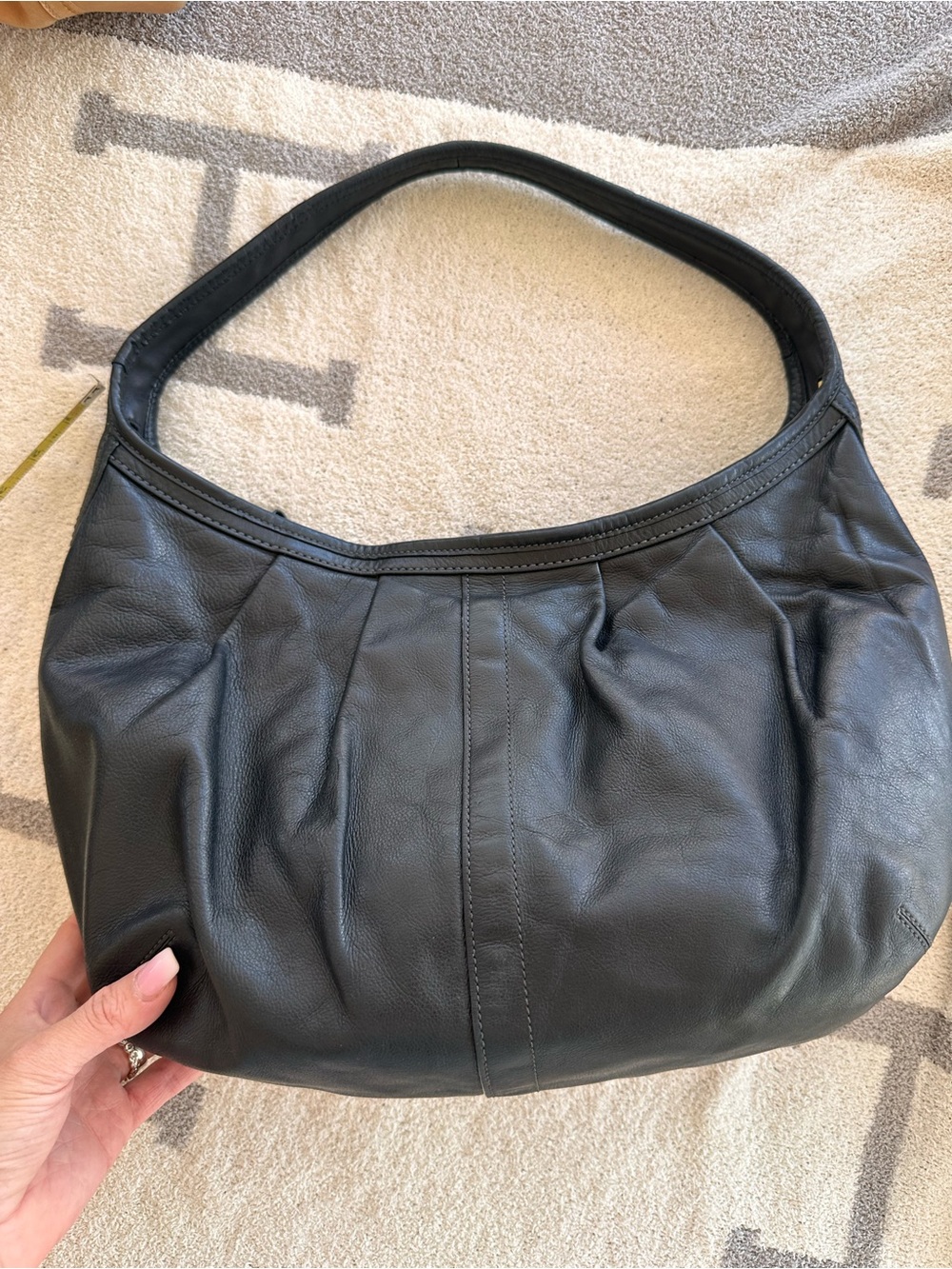 Classic Black Leather Ergo Coach Hobo Shoulder Bag 2008